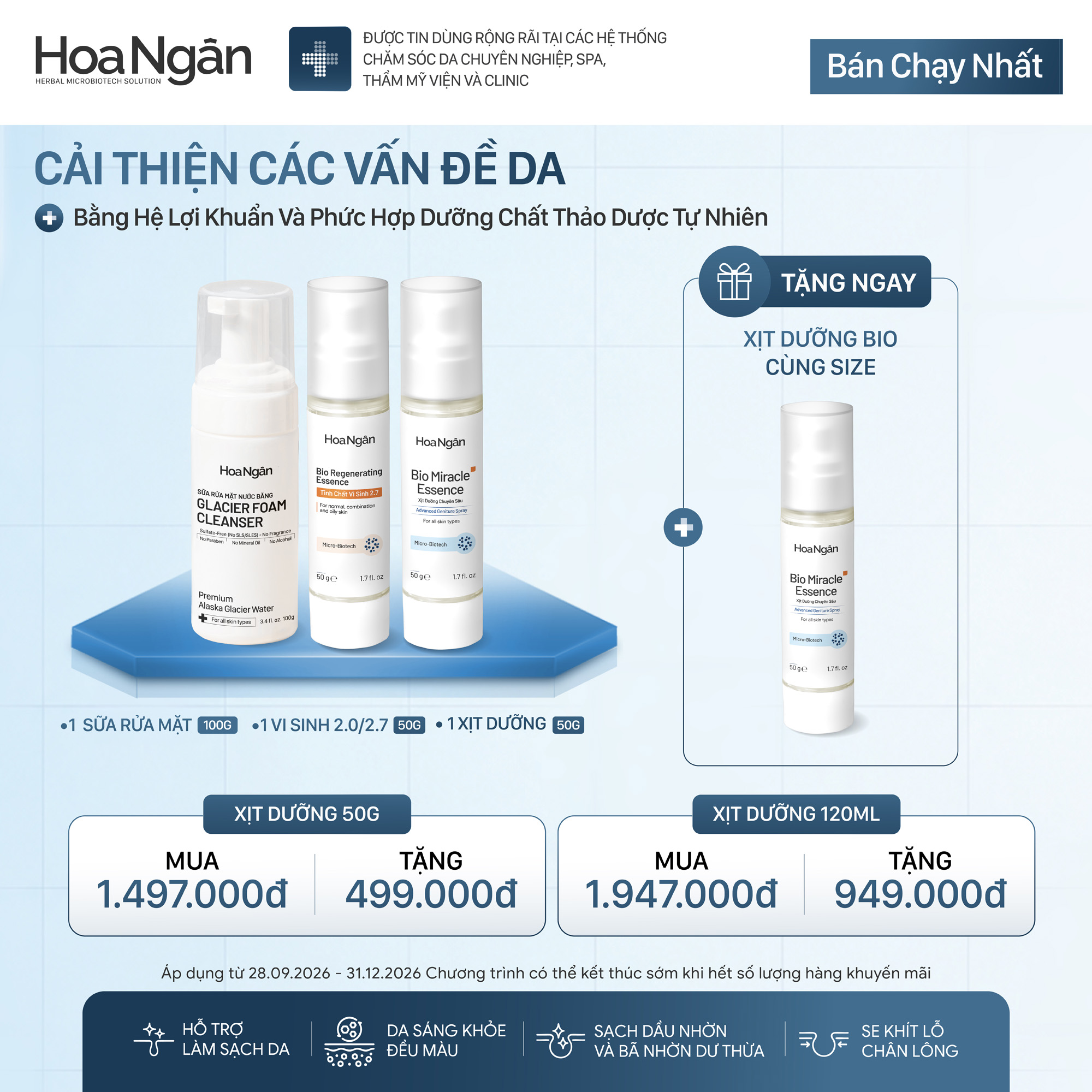 Combo Khuyến Mãi 1 - Cải Thiện Các Vấn Đề Da Hoa Ngân