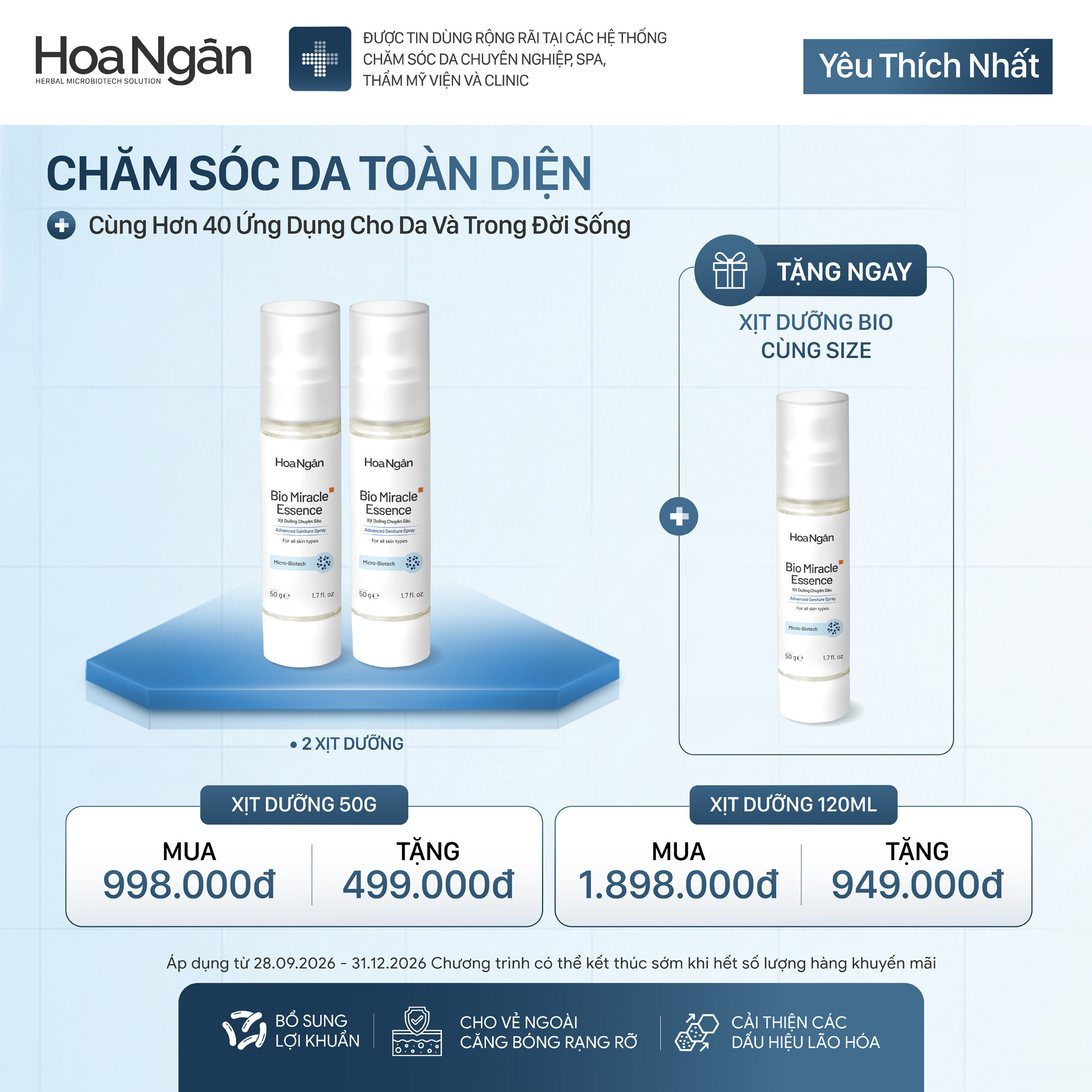 Combo Khuyến Mãi 2 - Chăm Sóc Da Toàn Diện Hoa Ngân